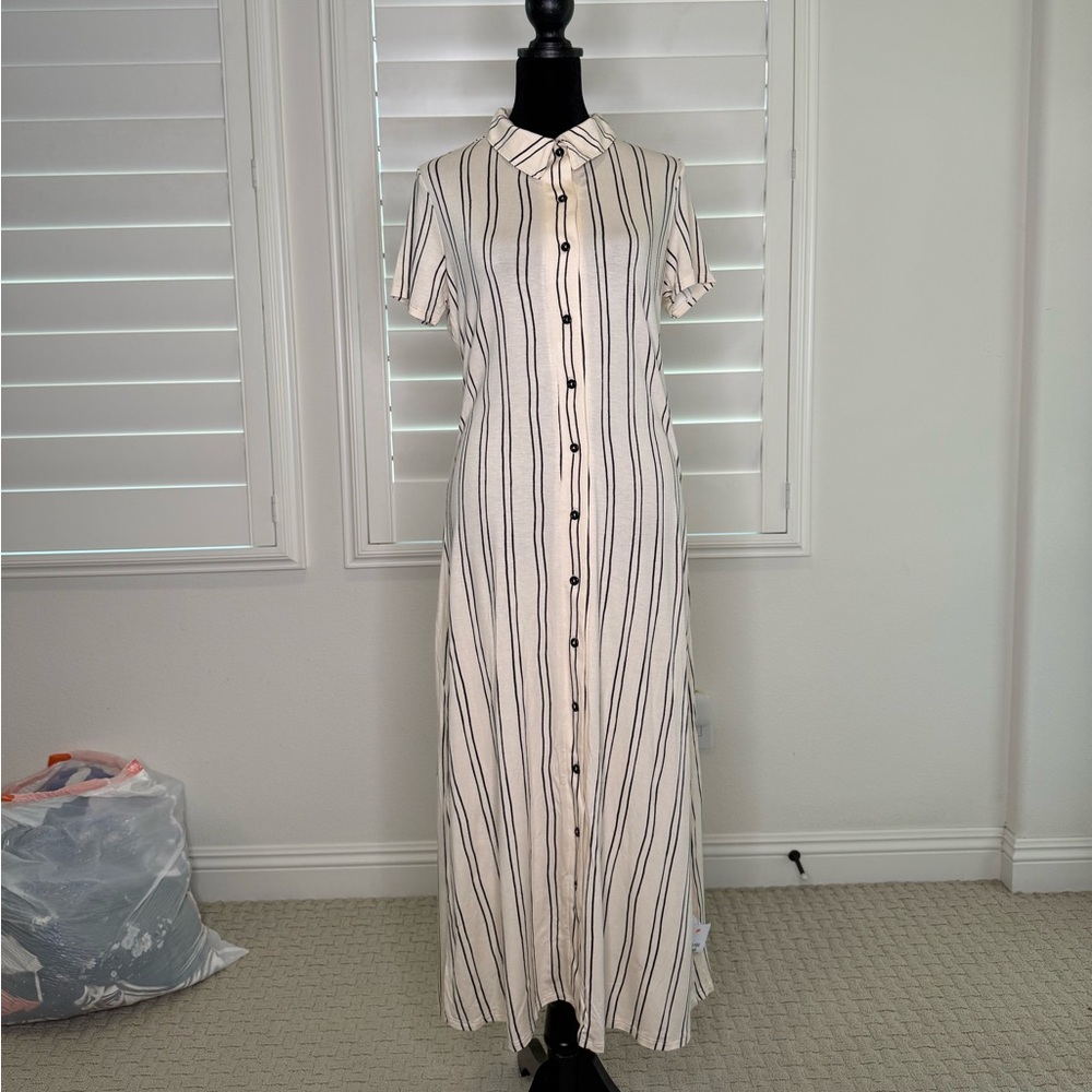 Striped Button-Down Maxi Dress
